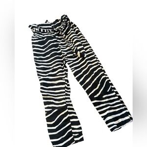 H&M australia, zebra ankle pant, linen blend, ties at waist, size 6